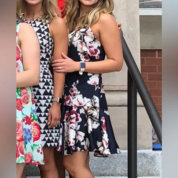 Anthropologie dresses | Philosophy | silk midi dress in navy floral | medium - Picture 2 of 4